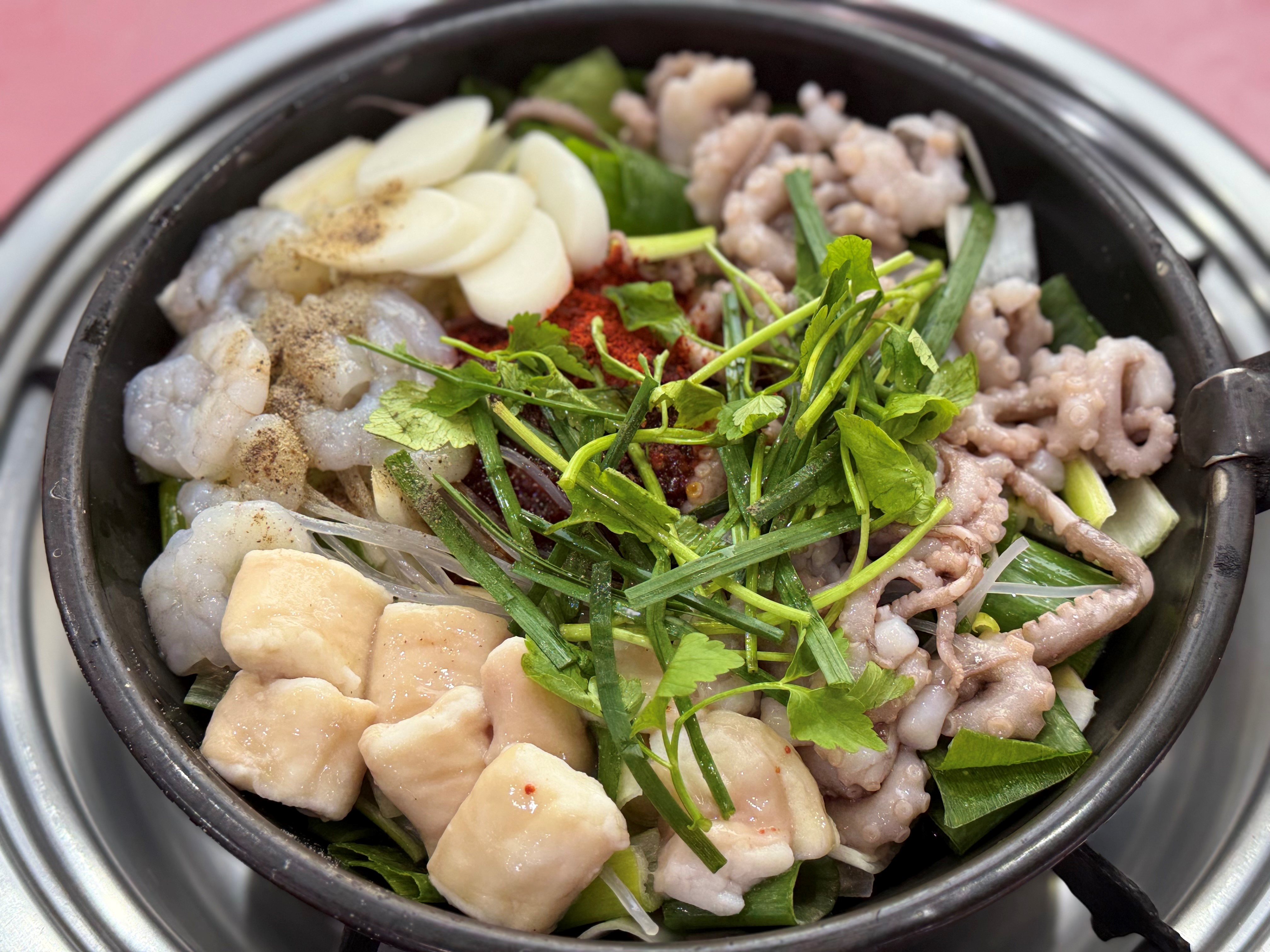 Stir-fried Octopus, Intestines, and Shrimp