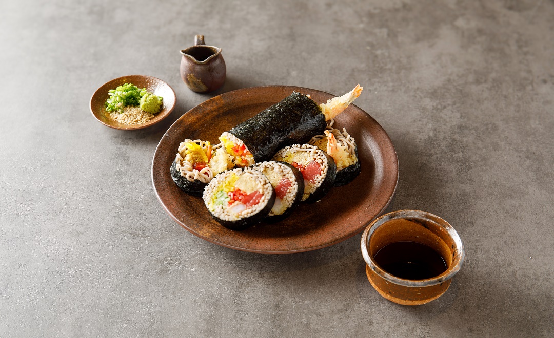 Honmaguro Soba Roll (Bluefin Tuna, Cucumber, Perilla, Green Onion + Soba Roll)