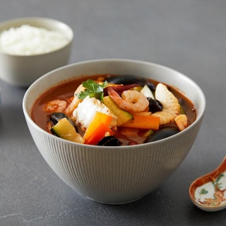 Spicy Seafood and Rice Soup