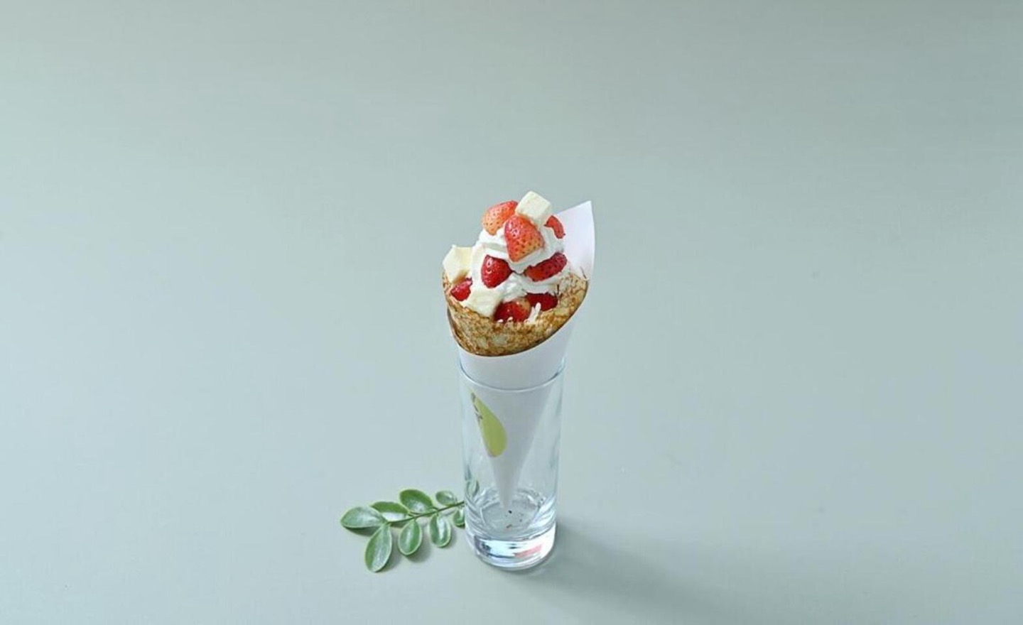 Fresh strawberry bomb crepe