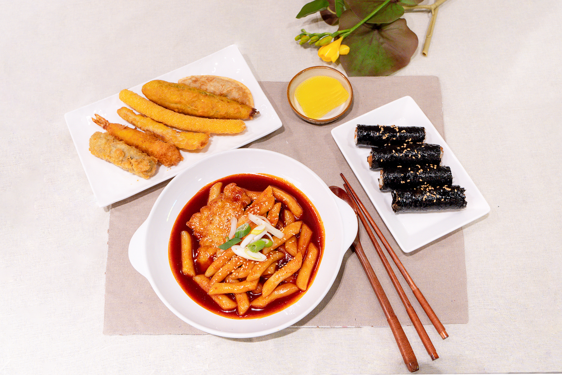 Mini Gimbap, Tteokbokki and Assorted Fries