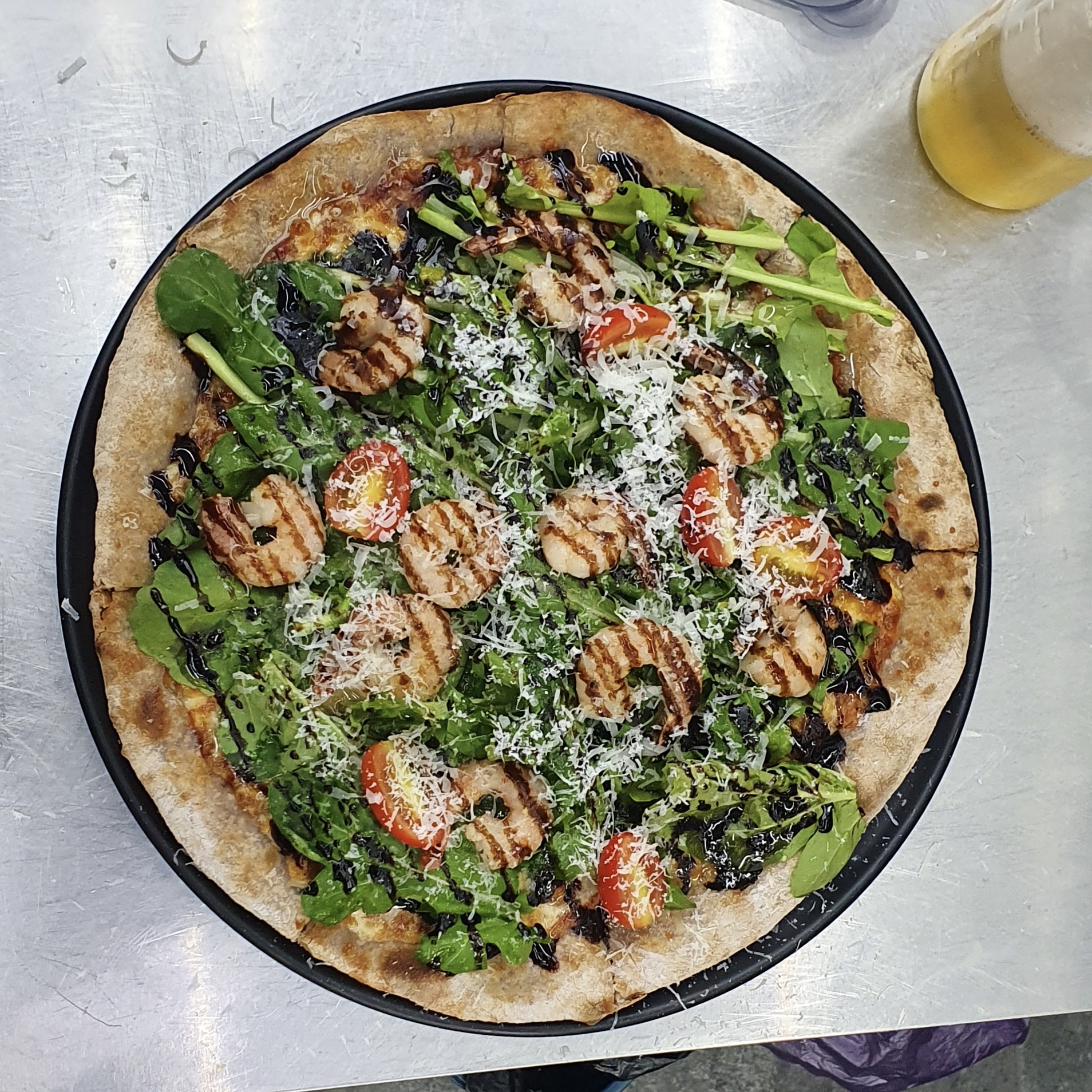 Shrimp Arugula Pizza