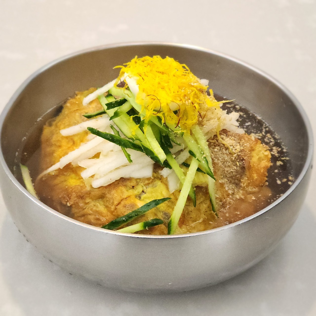 Cold Buckwheat Noodles with Pan-fried Battered Beef
