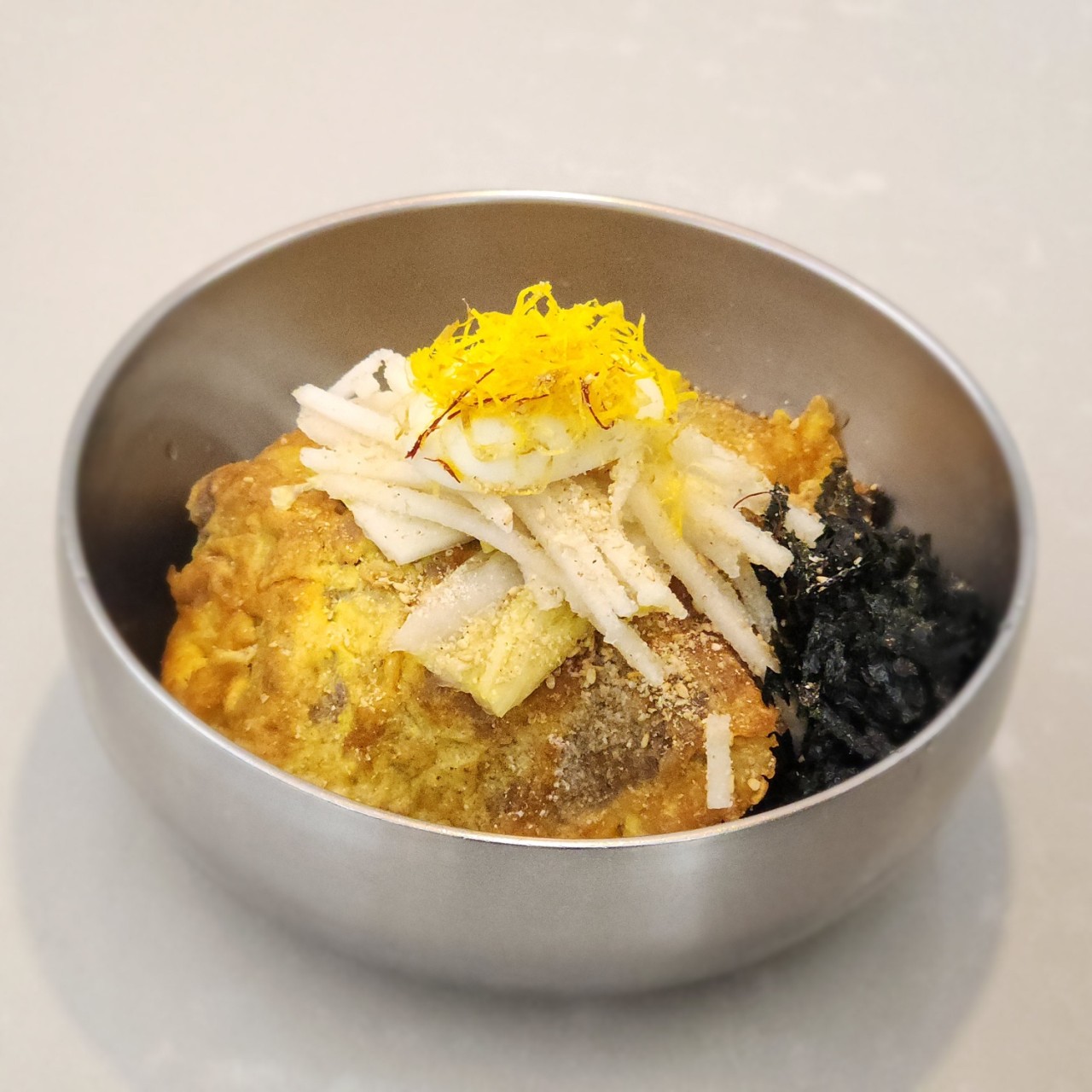 Spicy Buckwheat Noodles with Pan-fried Battered Beef