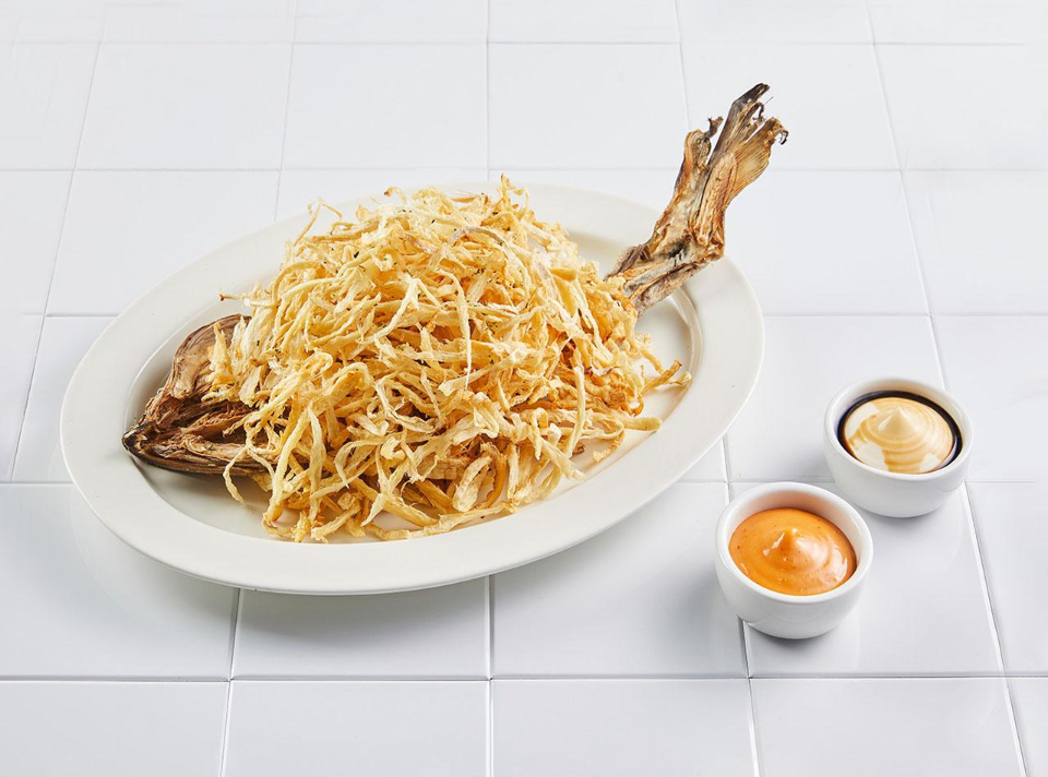 Fishcake Soup in Large Brass Bowl
