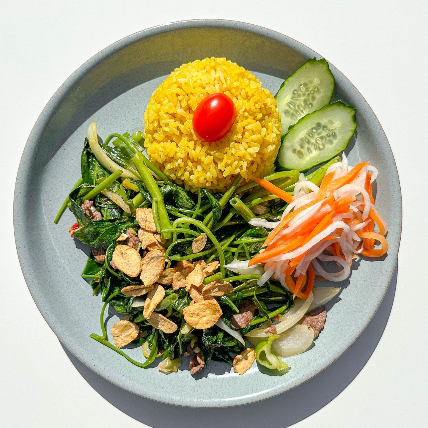 Stir-fried Water Morning Glory with Rice