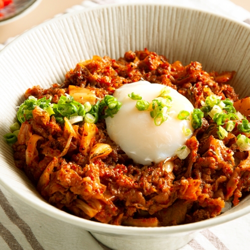 Griddled Kimchi Gyudon + Onsen Tamago
