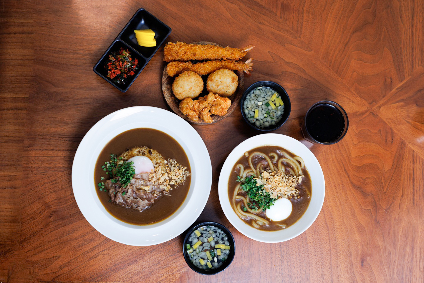 2-Person Set Menu (Beef Short Plate Curry + Croquette, Japanese Fried Chicken, Shrimp*2 + Non-Alcoholic Beverage 2)