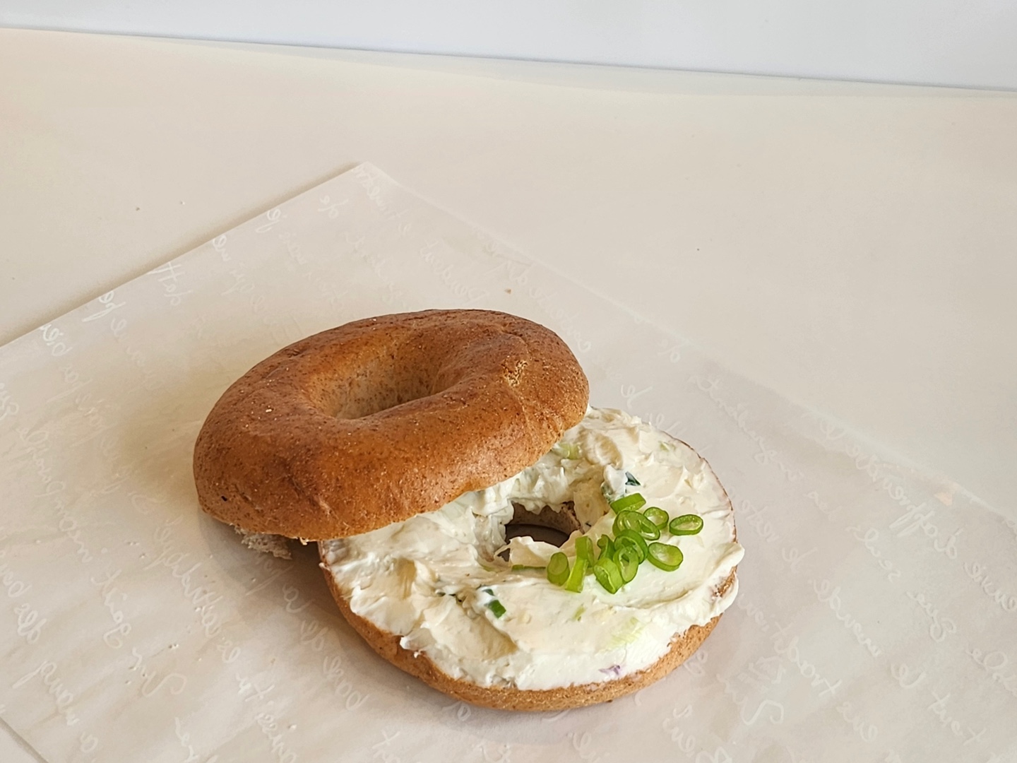 Green Onion Cream Cheese Bagel