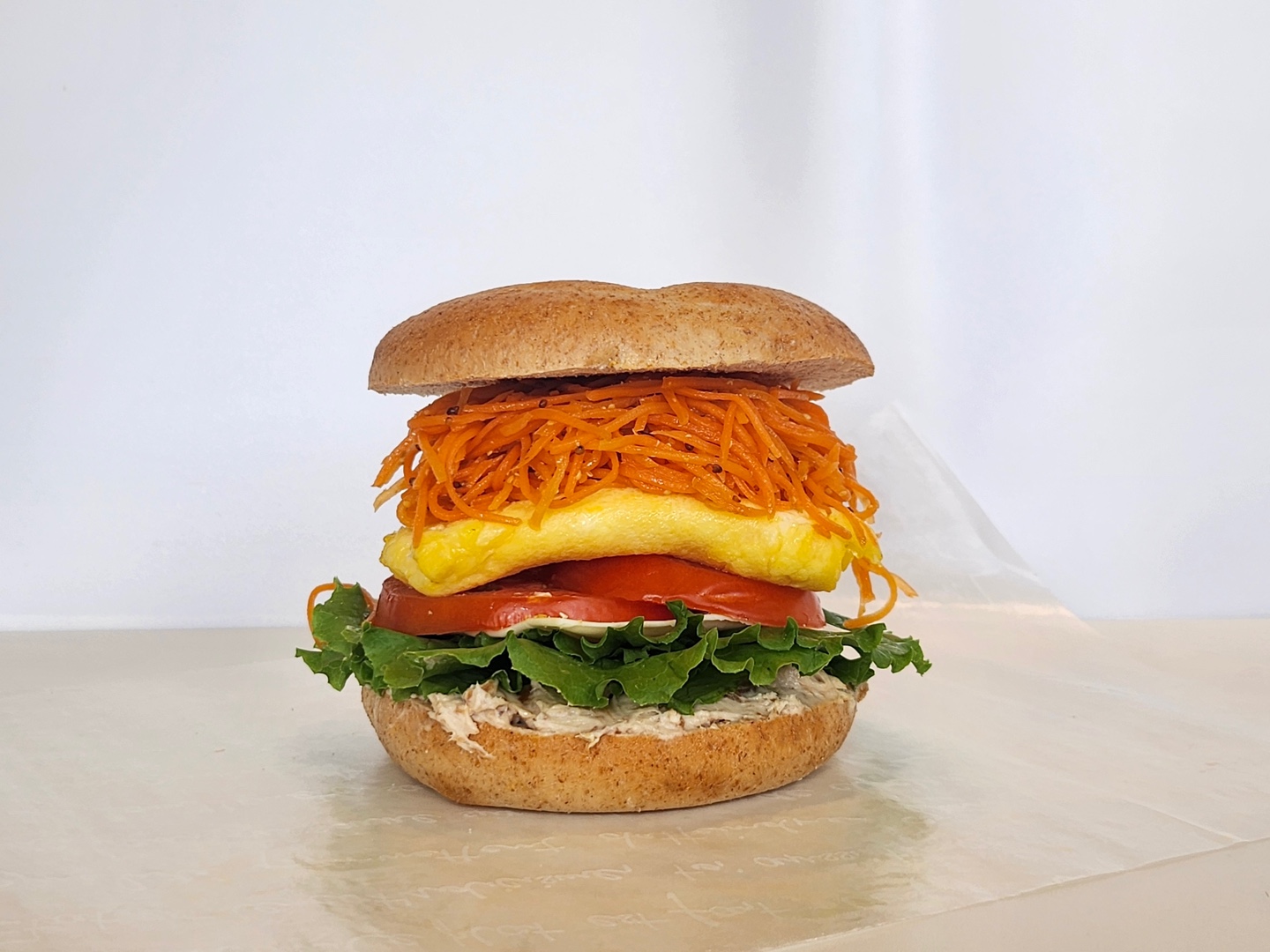 French Grated Carrot Omelette Bagel