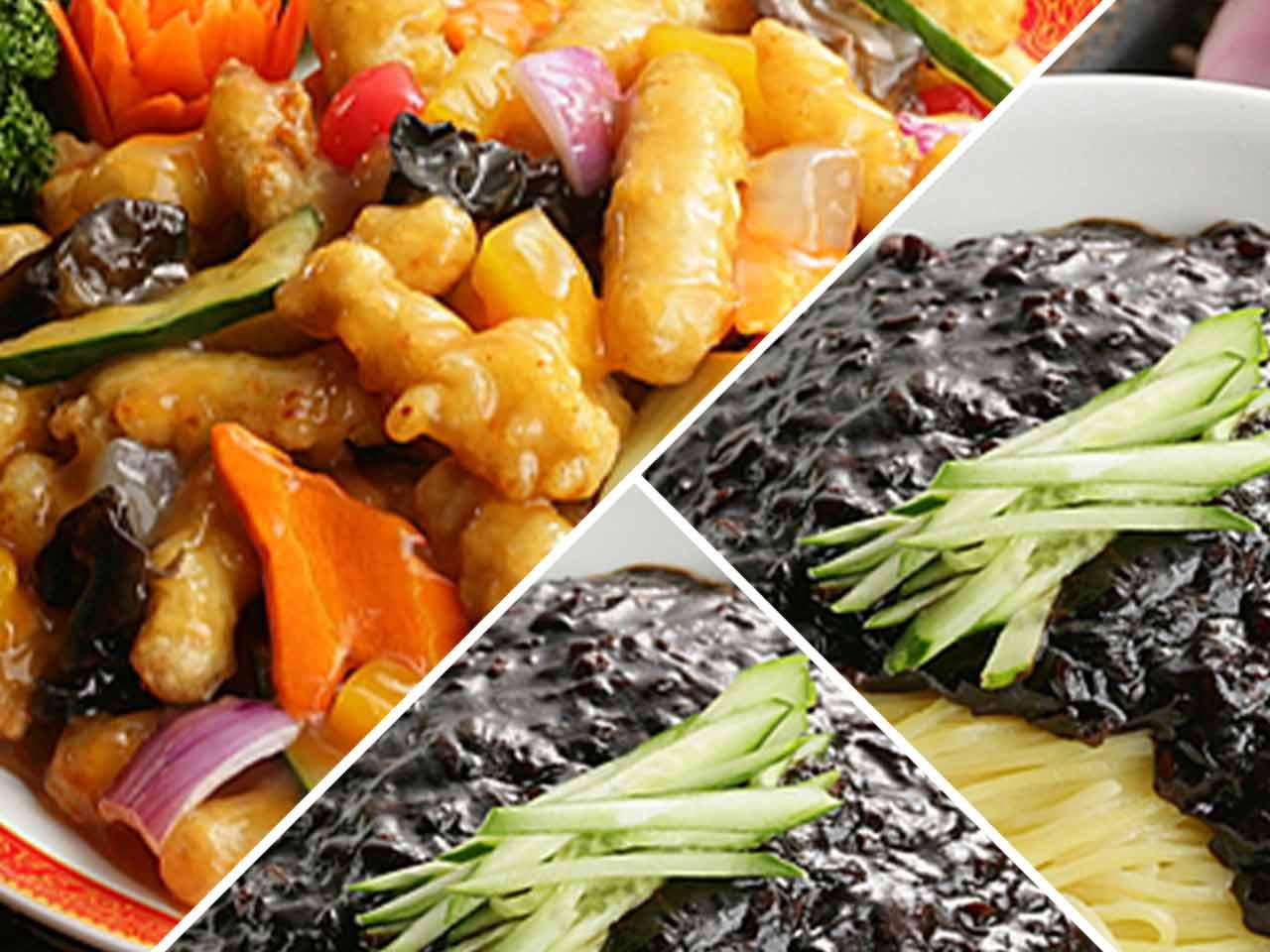 Black Bean Sauce Noodles 2 + Mini Deep-fried Pork with Sweet and Sour Sauce