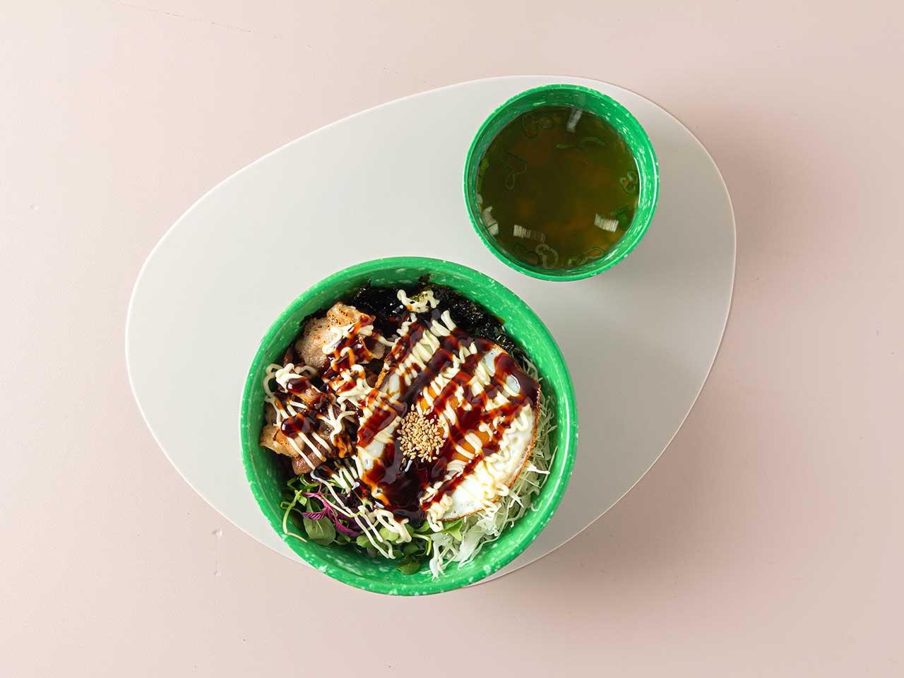 Stir-fried Teriyaki Marinated Thin Sliced Pork Belly with Rice
