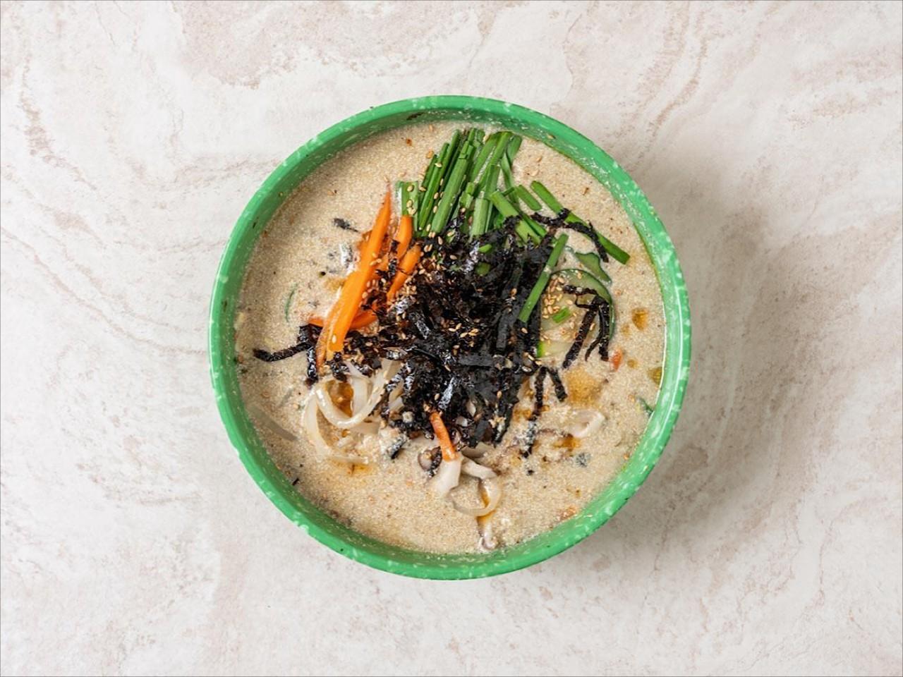 Hand-pulled Dough Soup with Perilla Seed