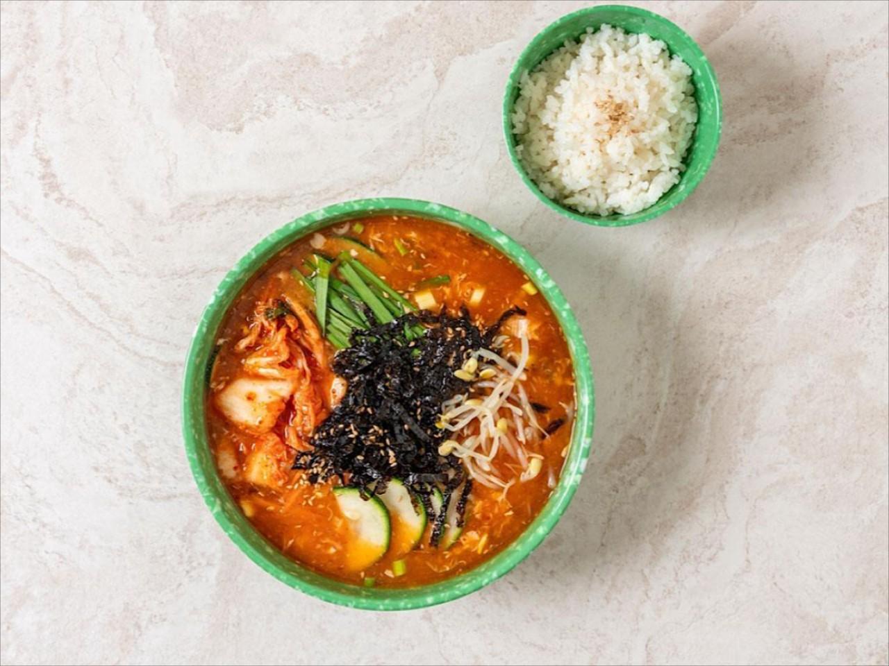 Spicy Kimchi and Rice Soup