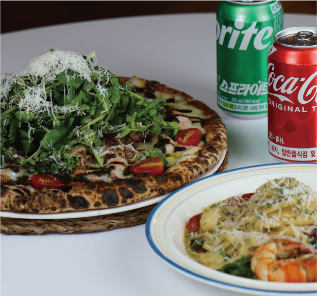 Combination Arugula, 1 Pasta, 2 Soft Drinks