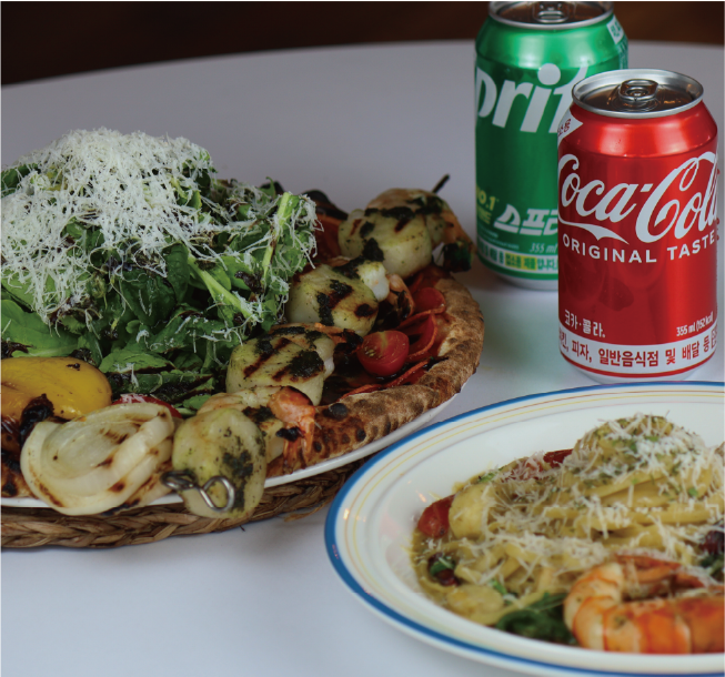 Cheongsapo, 1 Pasta, 2 Soft Drinks