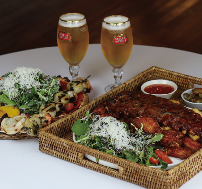Cheongsapo, BBQ Pork Ribs & Buffalo Wings, 2 Stella