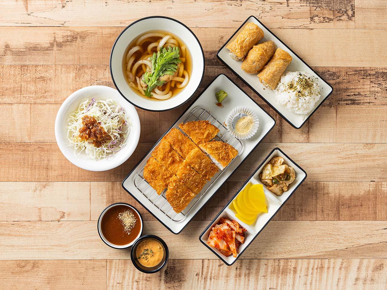 C) Handmade Pork Sirloin Cutlet + Udon + Fried Bean Curd