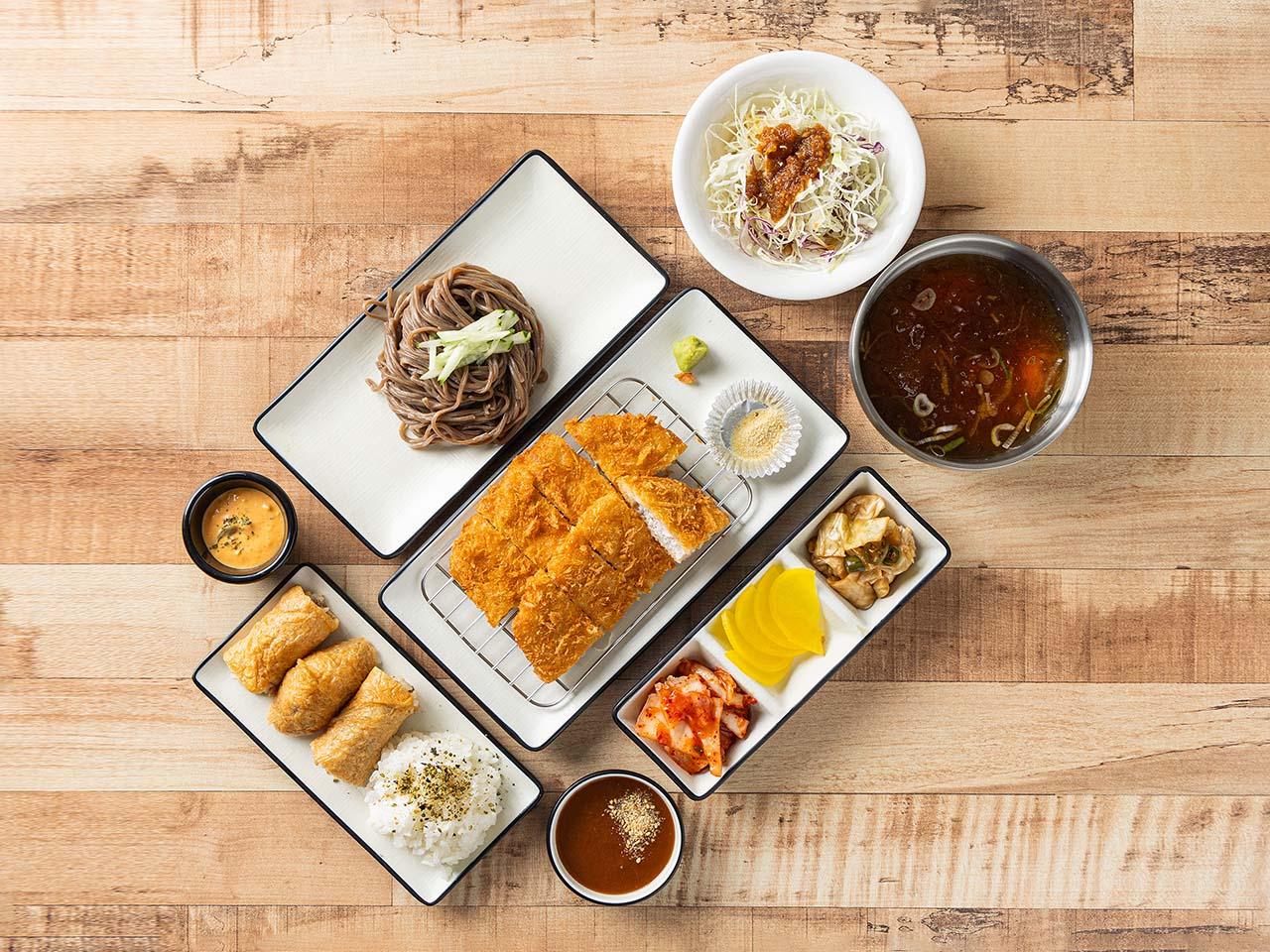 D) Handmade Pork Sirloin Cutlet + Buckwheat Noodles + Fried Bean Curd