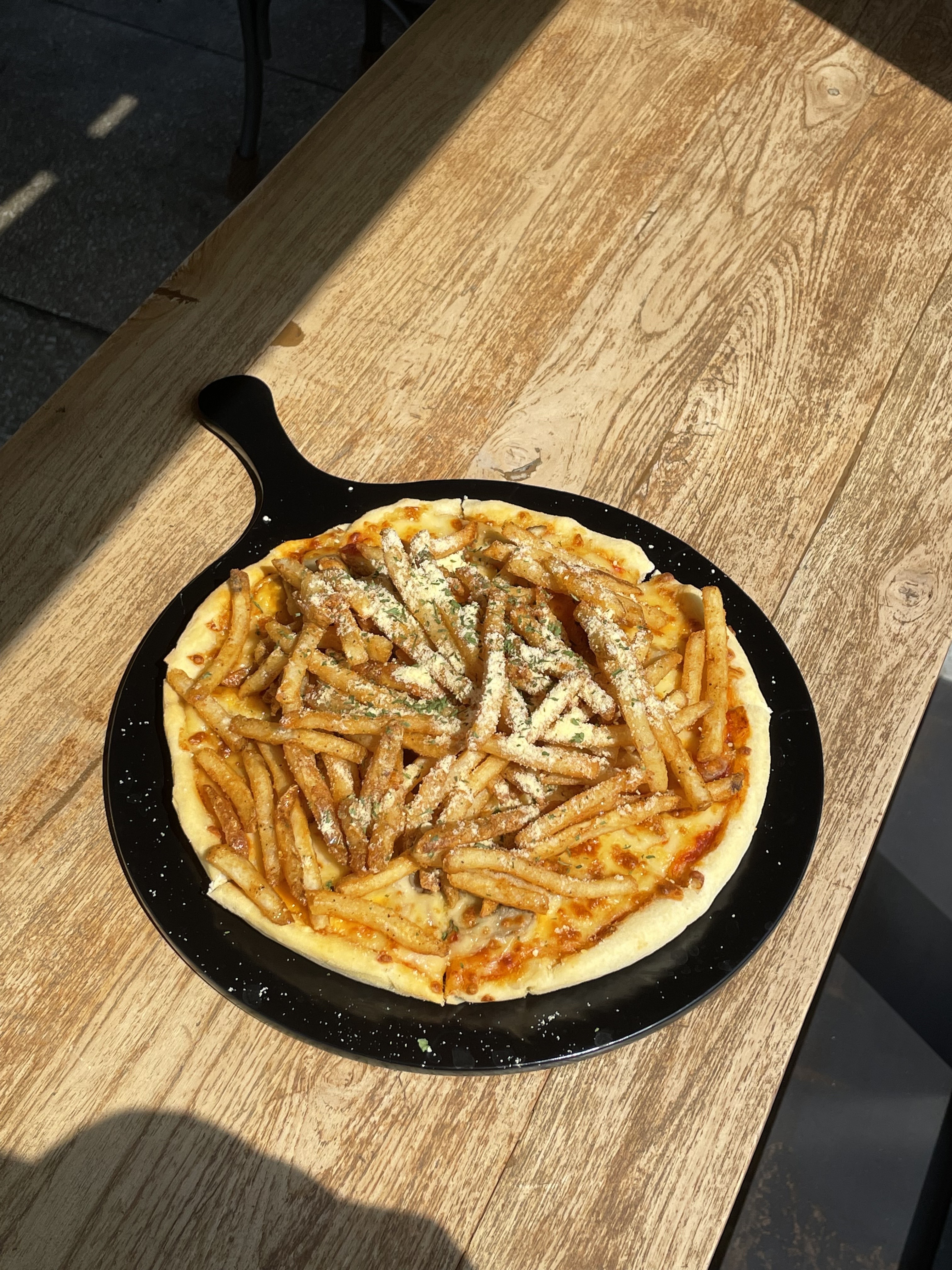 French fries pizza