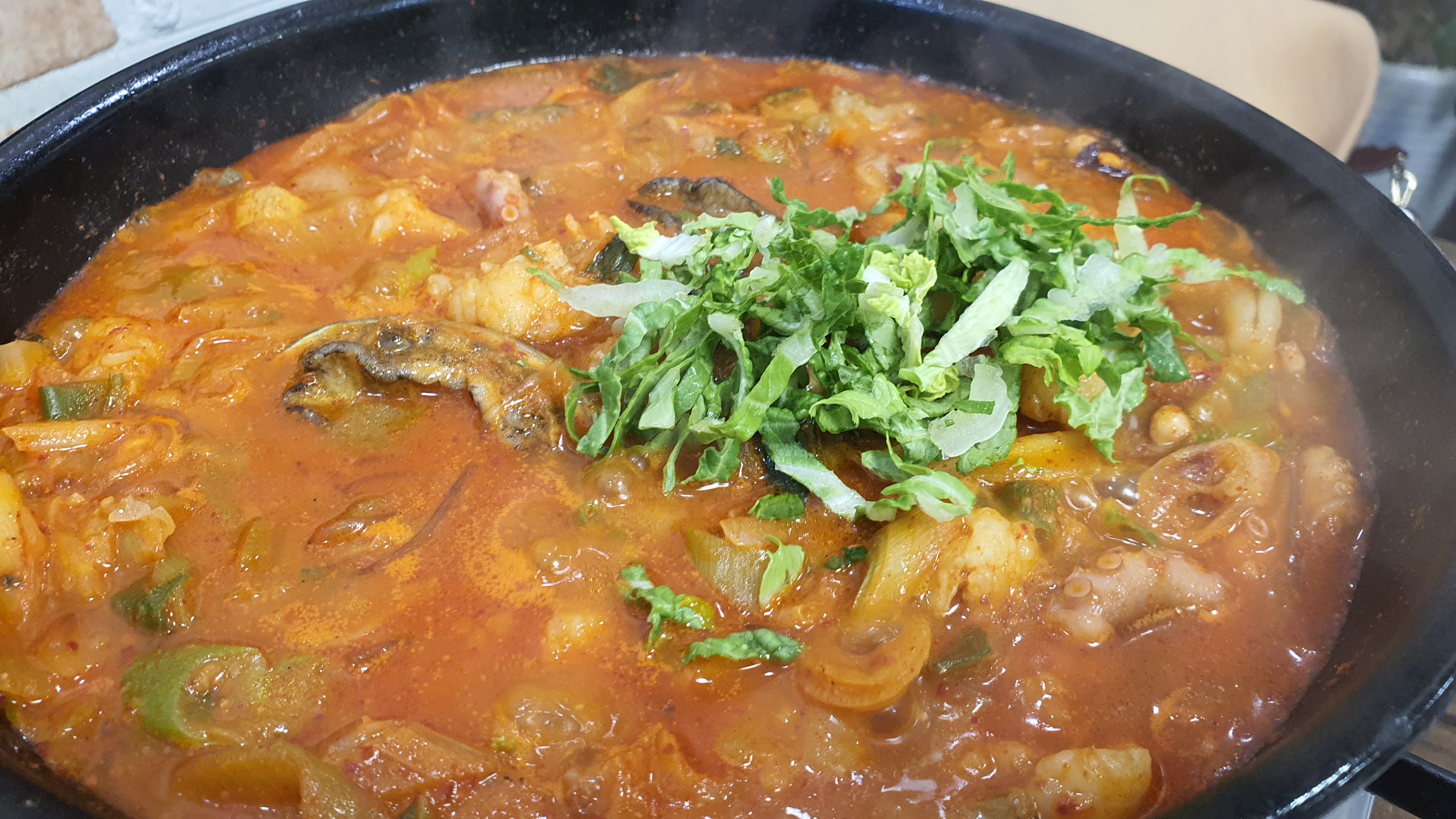Stir-fried Octopus, Tripe, and Shrimp + Steamed Rice