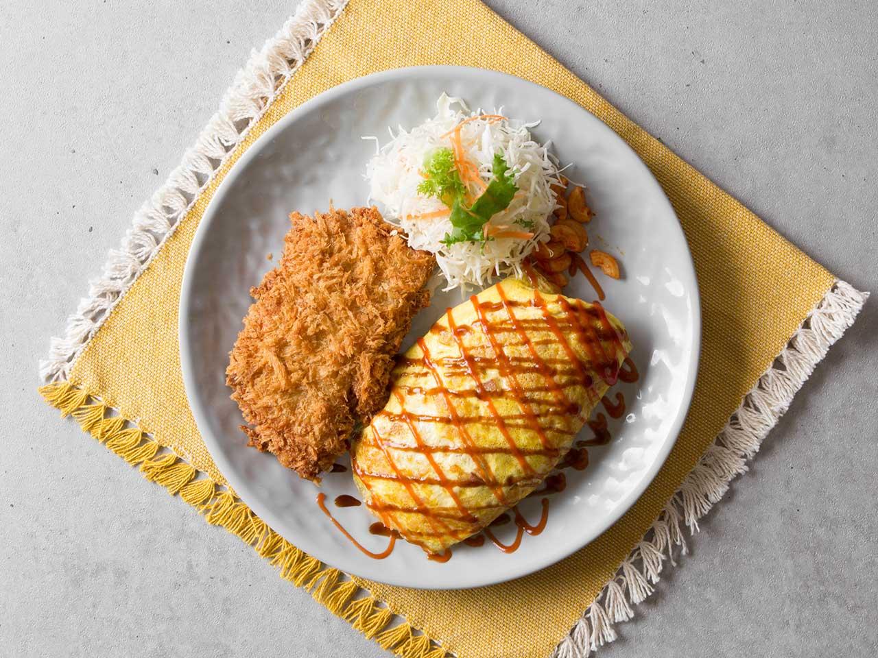 Omelette Rice + Pork Cutlet