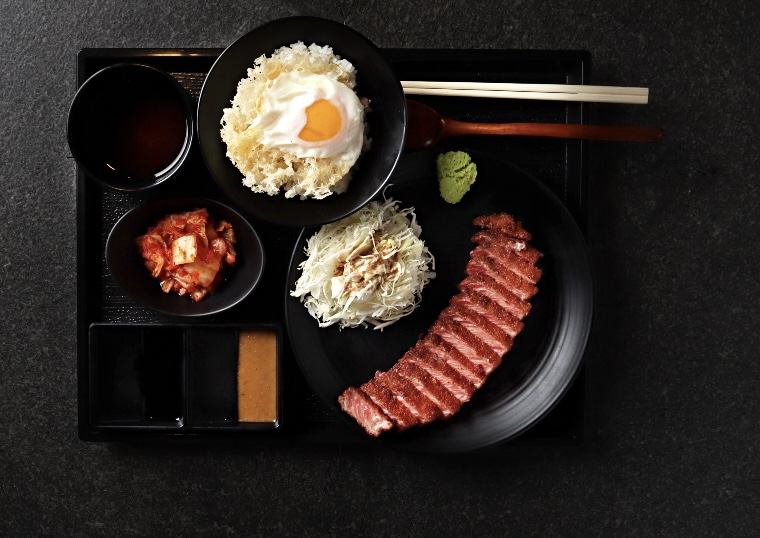 Gyu-Katsu Tamago Tendon Set Meal (Egg Rice Bowl)