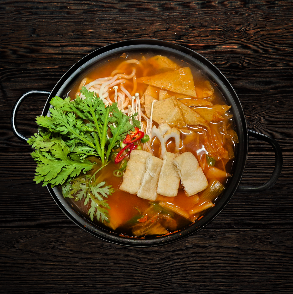 Kimchi and Fishcake Udon Hot Pot
