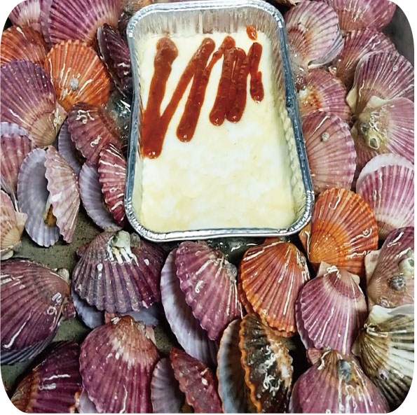Steamed Red Scallops with Cheese