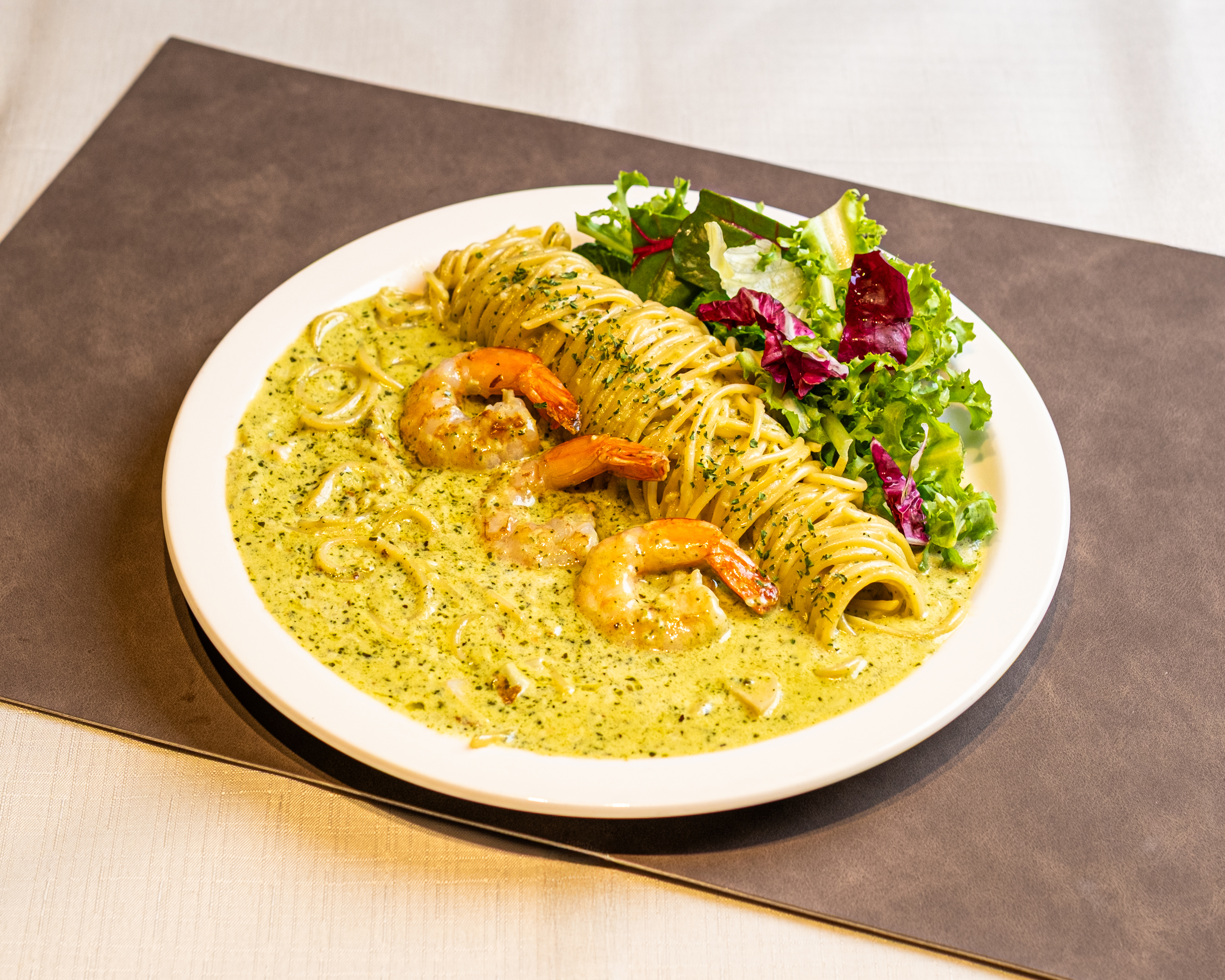 Shrimp Basil Cream Pasta
