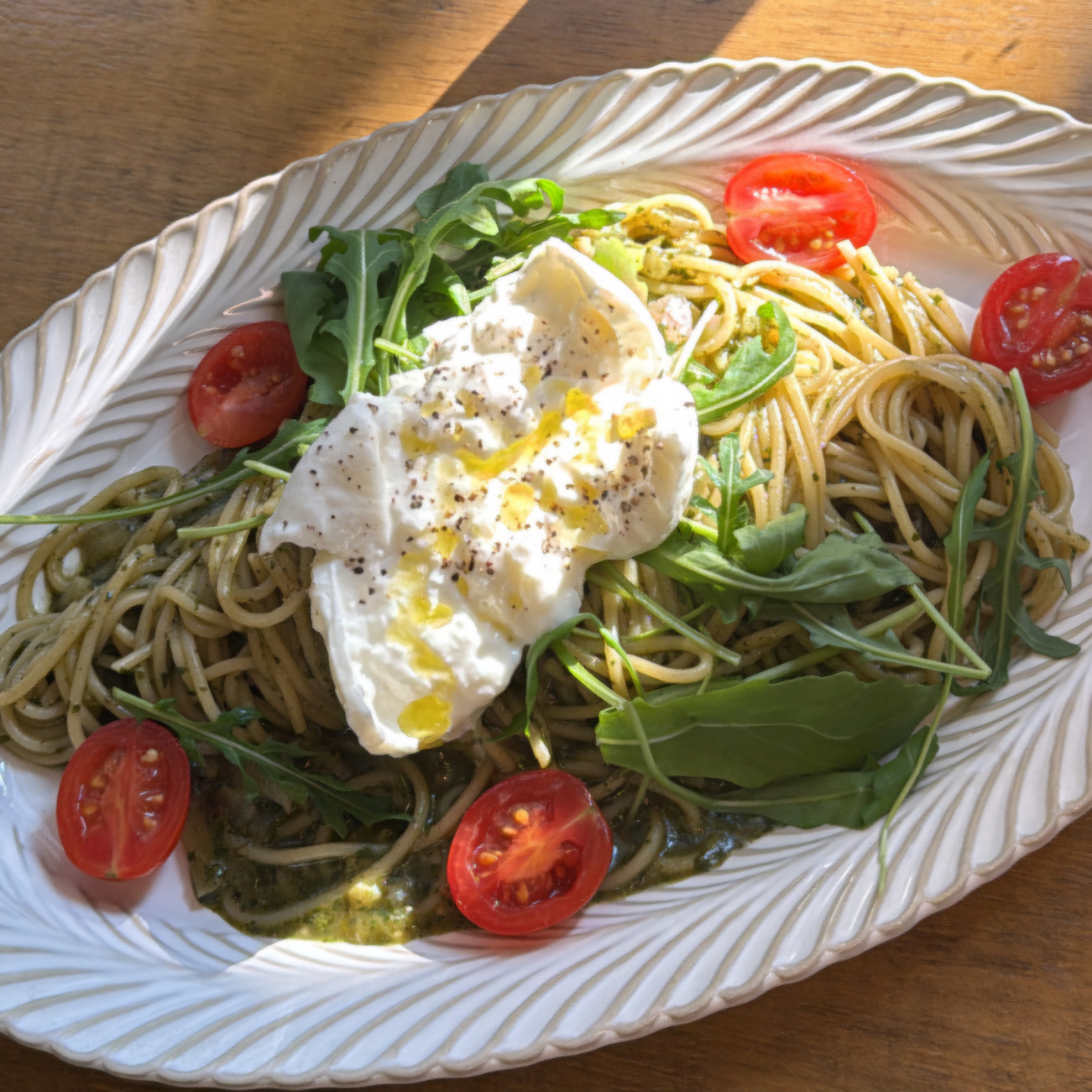 Burrata Cheese Basil Oil Pasta