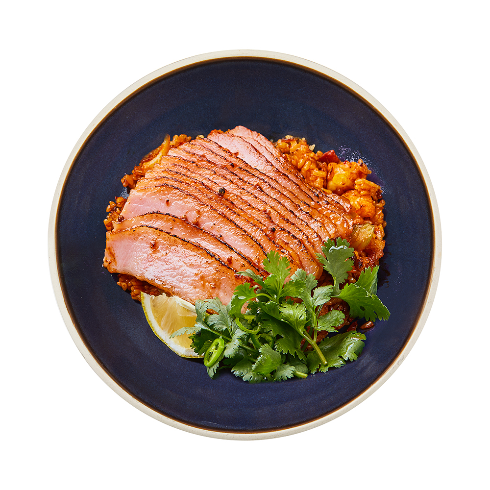 Pork jowl pilaf