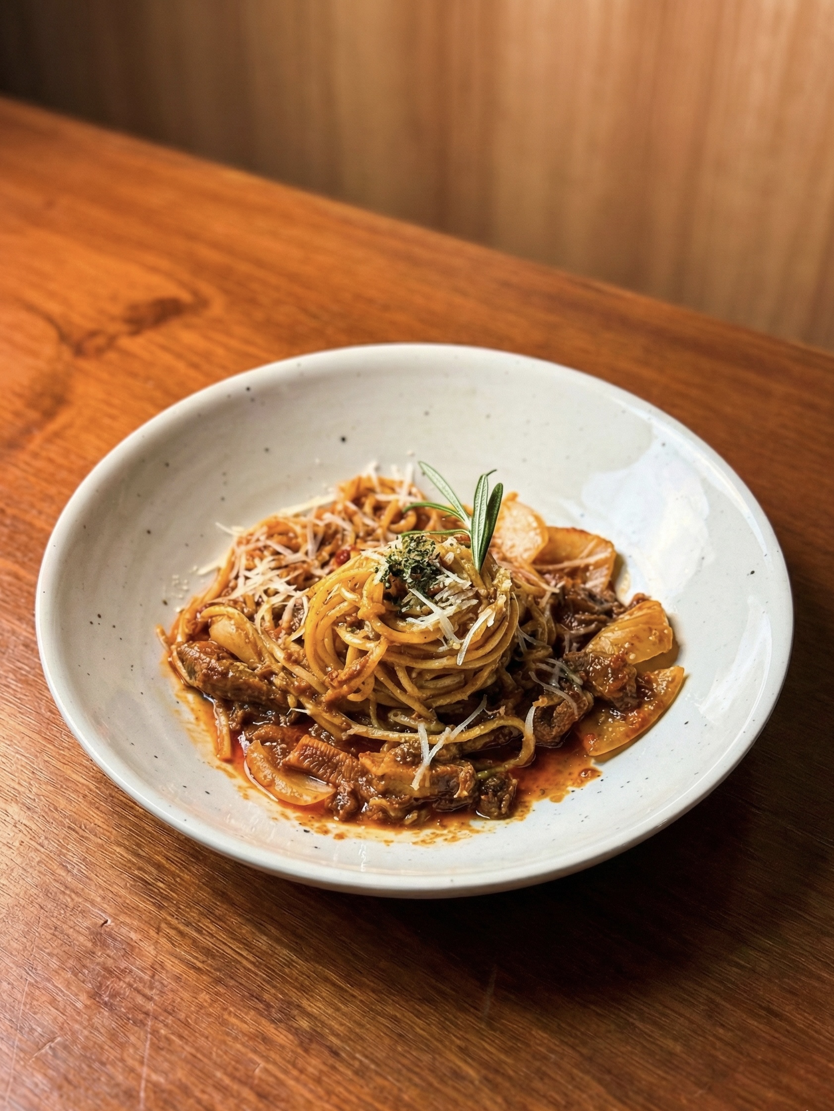 Spicy Beef Tendon Truffle Pasta