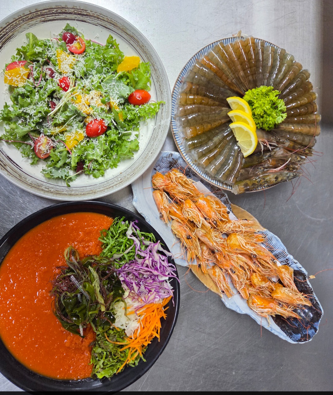 King Prawn Platter(Raw)+Deep-fried Shrimp Heads (3 Servings)
