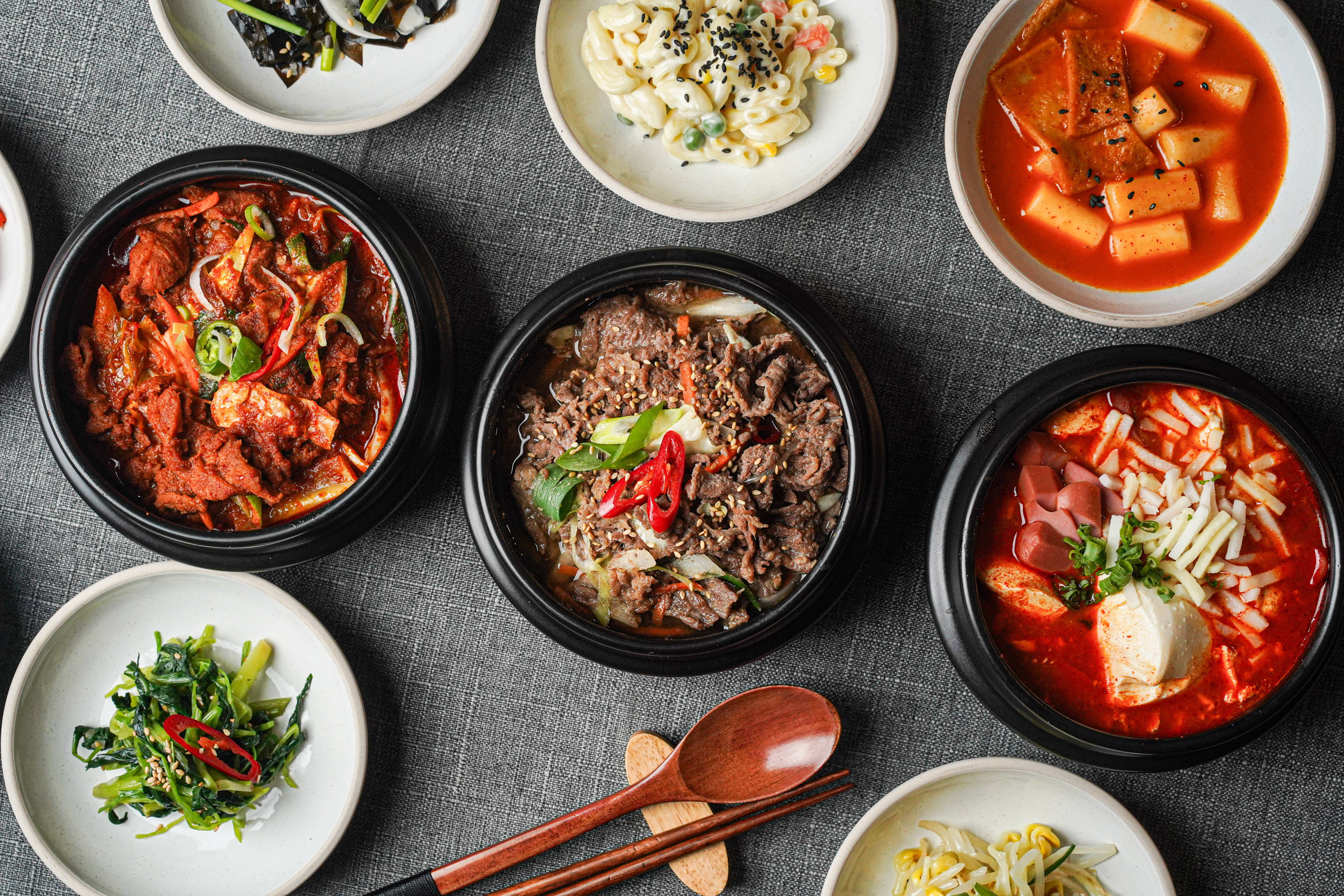 Beef Bulgogi + Stir-fried Pork + Ham Cheese and Soft Bean Curd Jjigae