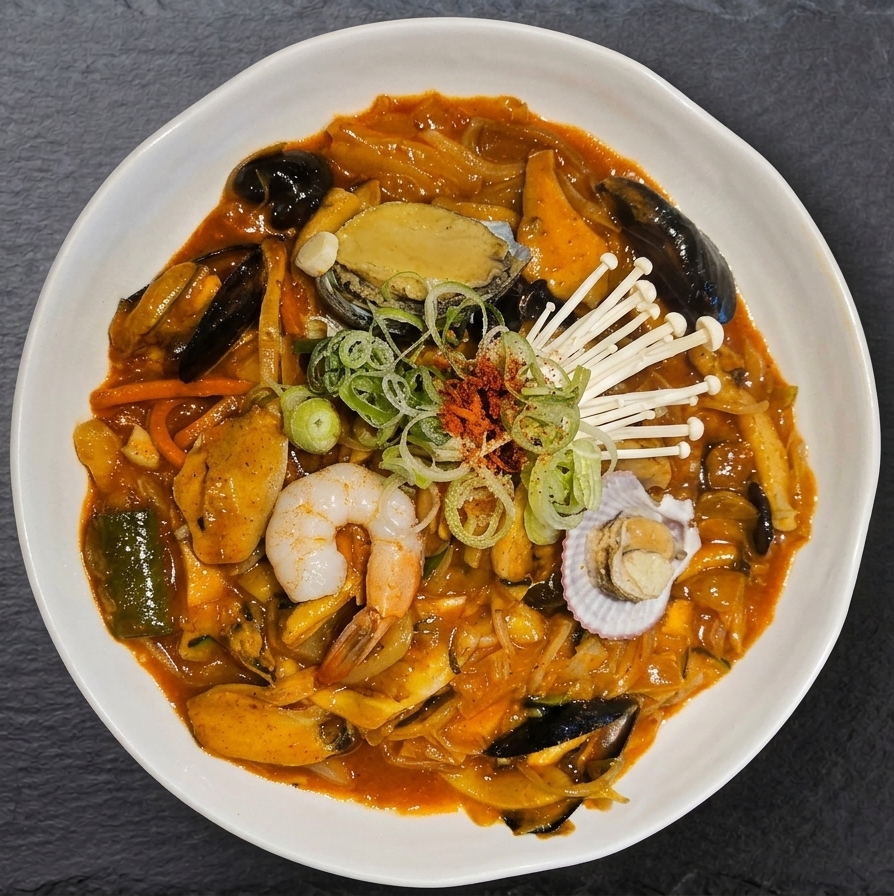 Brothless Spicy Seafood Noodle Soup