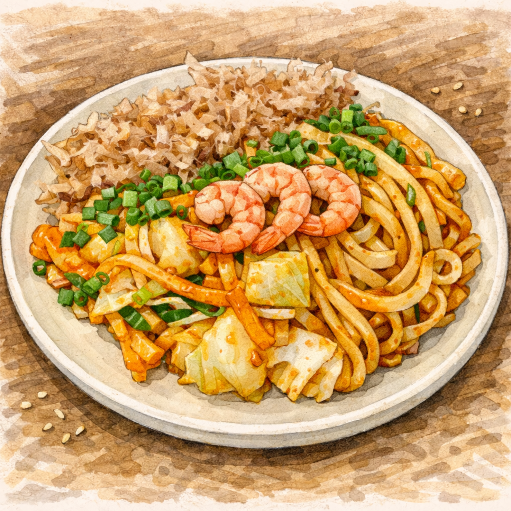 Stir-fried Udon with Seafood