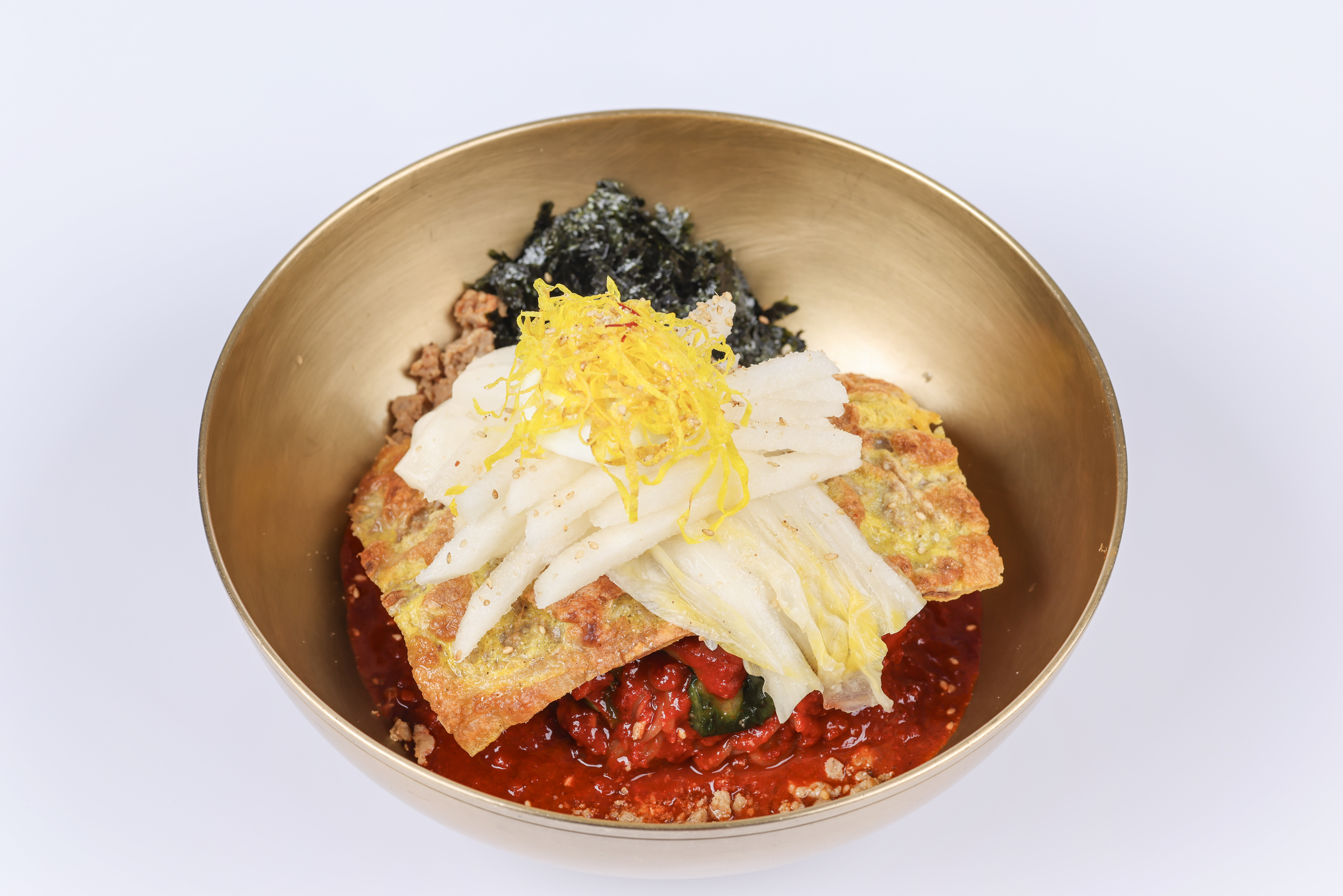 Spicy Buckwheat Noodles with Pan-fried Battered Beef