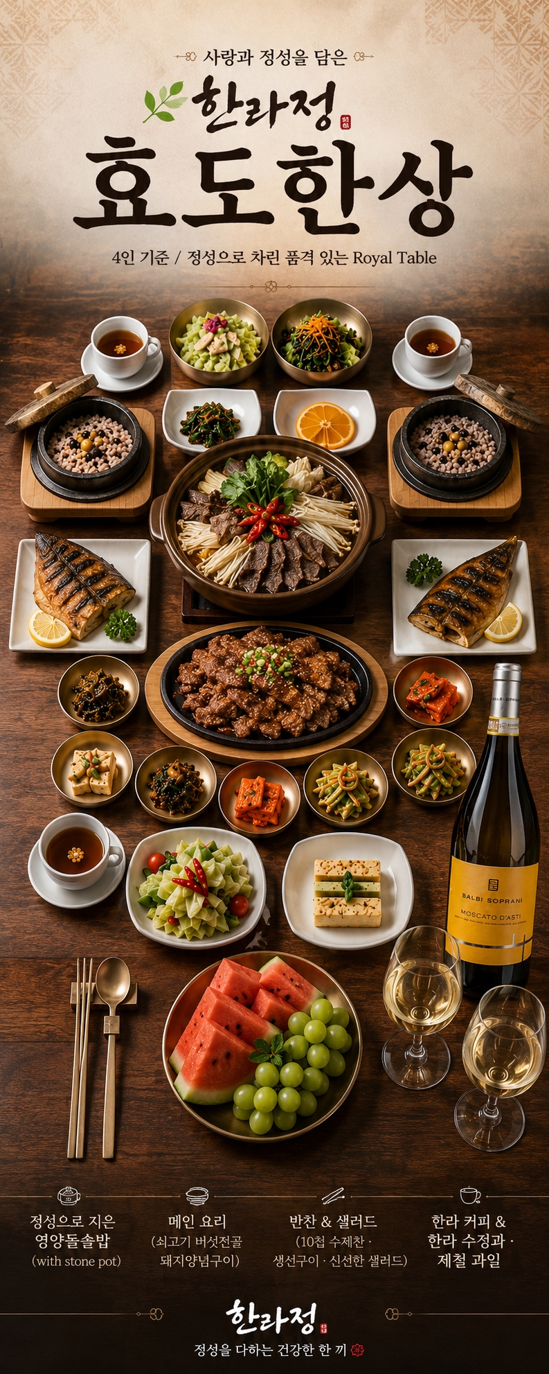 Filial Set Menu + Moscato Wine (For 4 Servings)