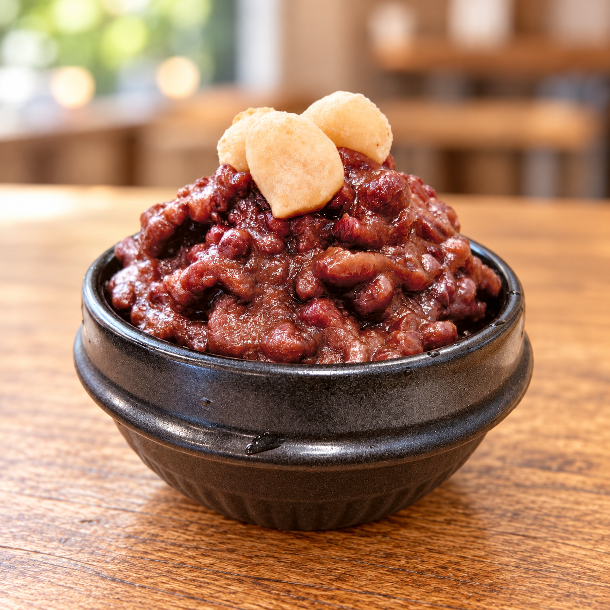 Shaved Ice with Red Bean Topping in Eearthen Pot